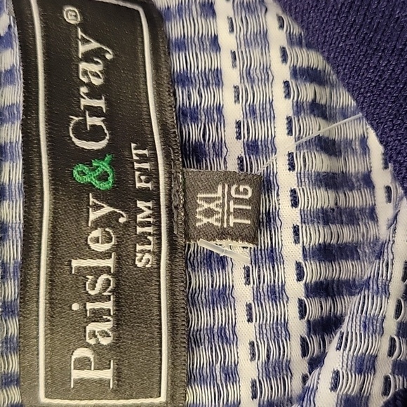 NWT PAISLEY & GRAY XXL slim fit polo shirt navy & white retro look - Picture 4 of 6